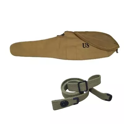 U.S WWII Reproduction M1 Carbine Carry Case Khaki With OD Green Sling (COMBO) • $34.19