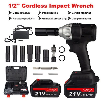 1/2'' Cordless Electric Impact Wrench Gun With Li-ion Battery High Power Driver • $53.98