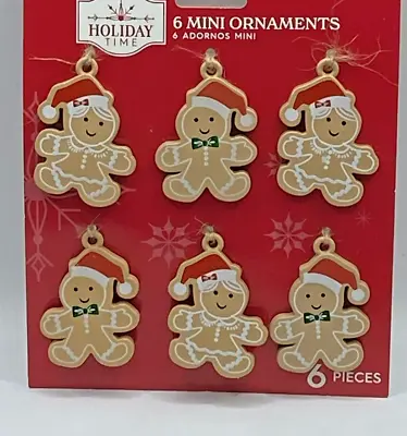 6 Pc Gingerbread Boys Girl Mini 2  Wood Christmas Ornaments Free Ship • $10.95