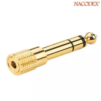 6.35mm 1/4 Inch Male To 3.5mm 1/8 Inch Female Stereo Audio Adapter Gold Plated • $6.29