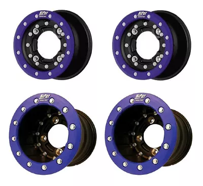 Hiper CF1 Blue Beadlock Rims 10  3+2 Front 9  Rear 10x5 9x8 YFZ 450 450R 450X • $1039.95