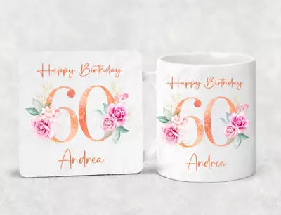 Personalised Birthday Any Age 50th 60th 70th 80th 90th Mug Cup & Coaster Gift  • £11.99