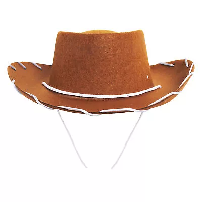 Kids Brown Cowboy Hat 52cm Children Cowgirl Fancy Dress Costume Child Outfit Lot • £12.99