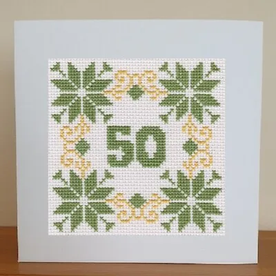 £7.25 • Buy 50th Birthday Card - Cross Stitch Kit 