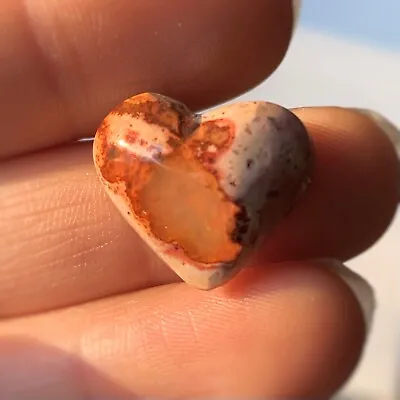 Large Cantera Mexican Fire Opal Bead Rutile Opal In Rhyolite Heart Bead 20mm • $82