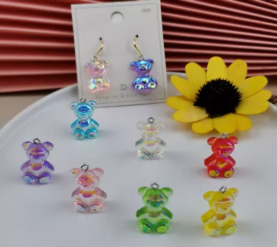 £3.20 • Buy 6 X Teddy Bear Resin Pendants Acrylic Charms 25mm-18mm Jewellery Making Craft