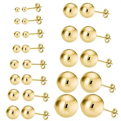 14k Gold Plated Sterling Silver Ball Bead Stud Earrings • $9.97