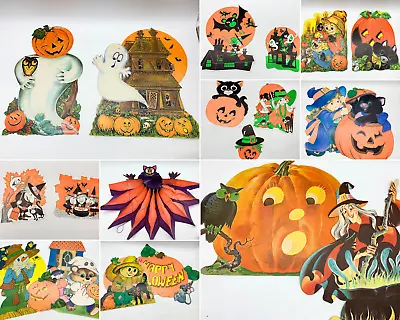 Vintage HALLOWEEN Die-cut Cardboard Decorations CHOOSE By Group/BUY MORE & SAVE • $15