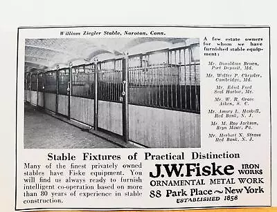 1938 Noroton CT William Ziegler Stable Photo J.W. Fiske Iron Work Print AD • $16.99