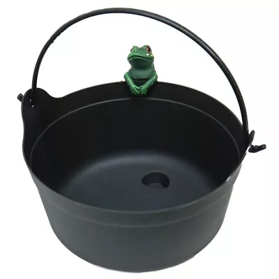 9  Witch's Black Cauldron With Frog Pot Hanger - Halloween Decor/Candy Holder • $26.25