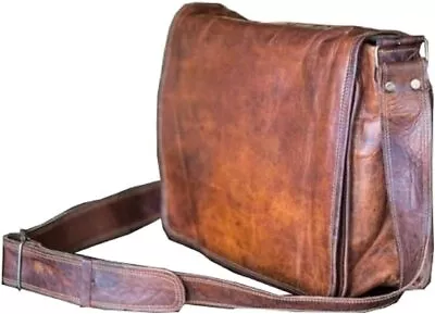 Brown Vintage Leather Men's Handmade Laptop Messenger Bag New • $60.15