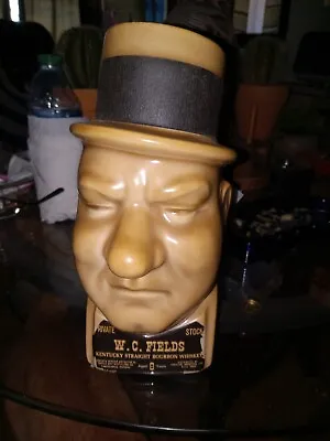 Vintage WC Fields Bourbon Whiskey Decanter Empty With Cork 9  Tall • $17.99