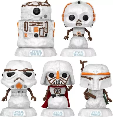 Star Wars - Snowman Funko Pop Vinyl (set Of 5) R2-D2 Vader C-3PO Boba • $99.95