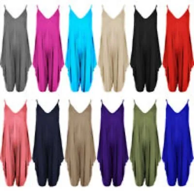 £10.99 • Buy Womens Cami Jumpsuit Playsuit Romper Baggy Harem Lagenlook Dress