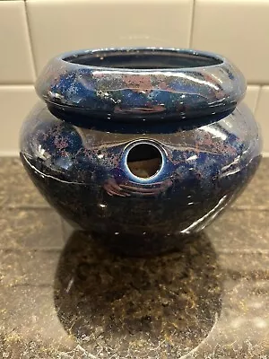 The Violet Pot Flower Self Watering Planter Blue Wine Glazed Vtg 1997 Ceramic • $29.99