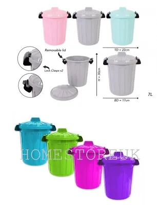 £7.95 • Buy 7l Plastic Kitchen Storage Food Garbage Rubbish Waste Baby Nappy Bin With Lid