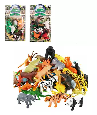 36 X WILD ANIMALS FARM PLAYSET TOY Zoo Safari Animal Figures Kids Children Gift • £9.99