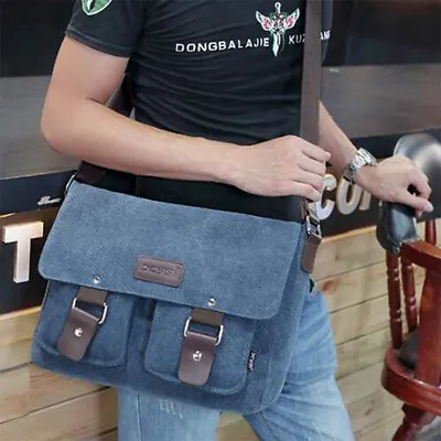 Men's Messenger Bag Canvas Satchel Cross Body 14  Laptop Vintage Shoulder Strap • $29.99