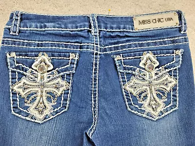 Miss Chic USA Womans Capri Whiskered Bling Double Stitched Size 11 Logo • $27.82