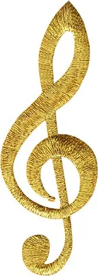 Patch - Gold Treble Clef Sheet Music Note Band Musician Shiny Sew Iron On #51109 • $4.25