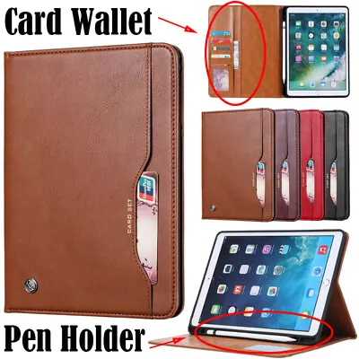 $11.49 • Buy For IPad 5/6/7/8/9/10th Gen Air Pro 11 12.9 Case Leather Wallet Cover W/Pen Slot