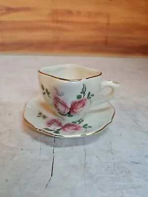 Vintage Miniature Tea Cup W/ Saucer; One Piece; Roses • $9