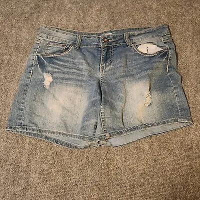 Vintage Bongo Denim Jean Shorts Womens Juniors Size 13 Blue Distressed • $27.99