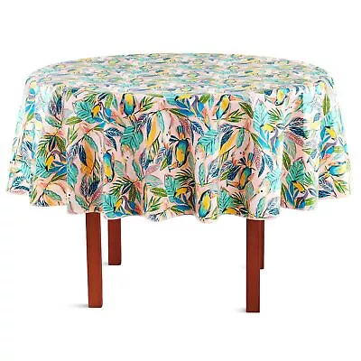 $13.99 • Buy Tablecloth 70  Round Peva Vinyl Floral Toucan Tropical  Reusable Table Cover