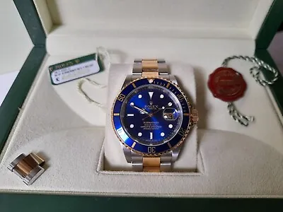 Rolex Submariner 18K/SS 904L Bluesy 16613LB V Serial 2009 Excel. Cond. Full Set • $19990