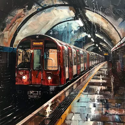 London Underground Oil Painting Luxury Canvas Wall Art Picture Print Colourful • £59.99