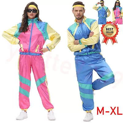 Couple Women's Men's 80s 90s Sweat Tracksuit Costume Shell Suit Retro Outfit N • $46.70