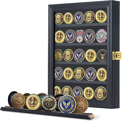 Jinchuan Military Challenge Coin Display Case Lockable Cabinet Rack Holder Sh... • $40.90