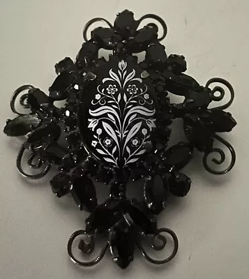 Antique Black Japanned Victorian Mourning Brooch • $9.99