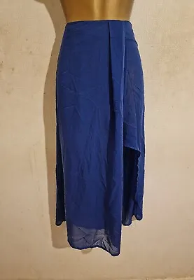 £60 • Buy Blue Sheer Asymmetric Beach Cover Up Slit Split Pleated Midi Maxi Skirt 6 8 10