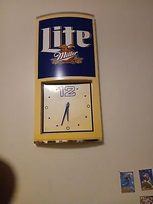 Large Vintage Miller Lite Lighted Clock Retro Logo Working • $100