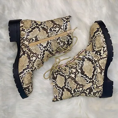 Coconuts By Matisse Women Snake Print Faux Leather Finch Combat Boots Size 7 • $46.74