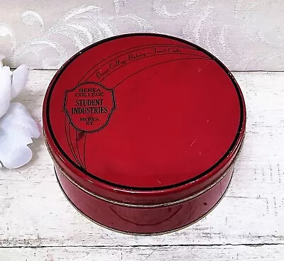 Vintage Berea College Tin Box Bakery Fruit Cake Tin In Berry Red Kentucky • $45