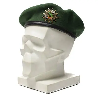 Genuine German Police Green Beret Hat Cap Wool With Metal Cockade Insignia NEW • $19.01