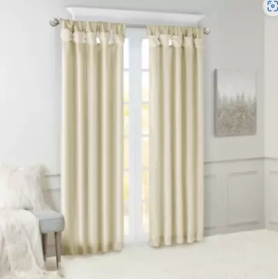 Madison Park Twist Tab Lined Window Curtain Panel 50in X 84in Emilia Ivory • $14.95