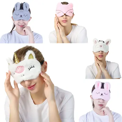 Kids Sleeping Eye Mask Soft Animal Cover Rest Blindfold Shade 3D Women Travel UK • £2.79