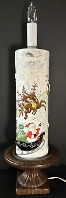 Vtg Atlantic Mold Ceramic 22  Christmas Candle Light Lamp Santa Sleigh Reindeer • $89