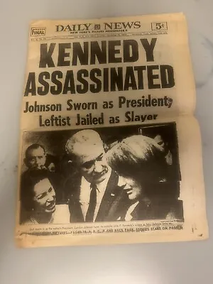 $5000 • Buy President John F. Kennedy JFK Assassination November 1963 Newspaper Front Page