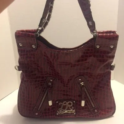 $22.50 • Buy LINEAR LR Tote Shoulder Bag Handbag Purse Maroon Snakeskin Print 14  X 12  X 4 