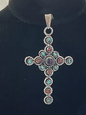 Vintage Sterling Gemstone Mexico Cross Matilde Poulat Style • $72.99