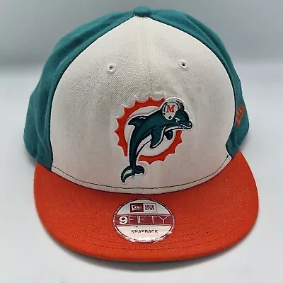 Vtg 9FIFTY Miami Dolphins Snapback Hat - NFL - Cap • £19.99