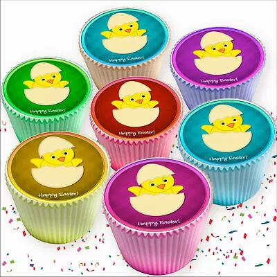 Cute Easter Chic Eggs Edible Cupcake Toppers Cake Decorations 9533 • £2.99