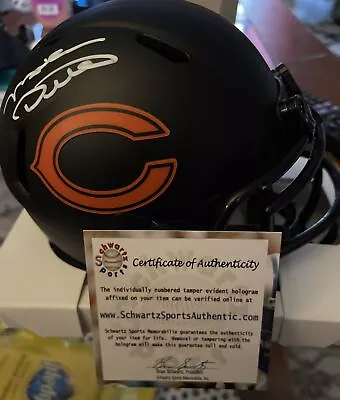 Mike Ditka Auto Chicago Bears Eclipse Black Matte Riddell Speed Mini Helmet COA • $129.99