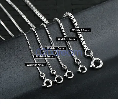 Real 925 Sterling Silver Box Chain Necklace Unisex Stamped Italy Various Size • $8.92