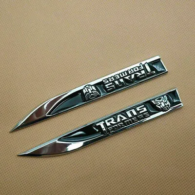 Pair Black Transformers Autobot Fender Emblem Blade Badge Metal Sticker Decal • $11.97