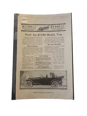 Vintage 1917 Mitchell Now An $1150 Model Too Ad Advertisment • $12